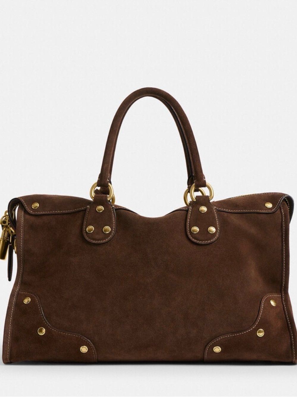 Coach Brown Rhyder 38 Suede Satchel with Gold Hardware - Picture 13 of 14